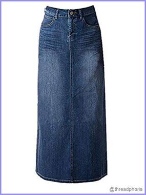 Maxi Pencil Jean Skirt High Waisted A-Line Long Denim Skirt